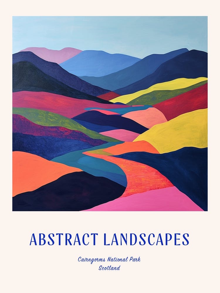 Colourful Abstract Cairngorms National Park Scotland 3 Poster Blue
