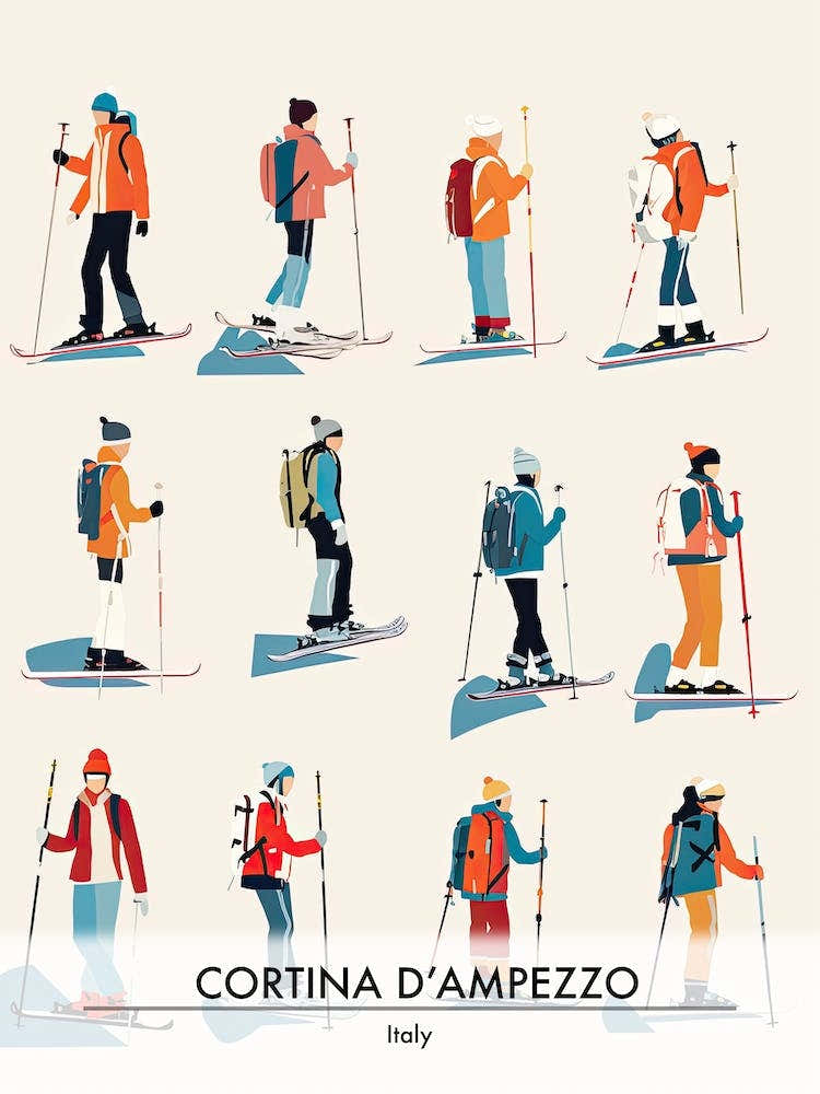 Cortina D Ampezzo   Italy, Ski Resort Poster Illustration 2