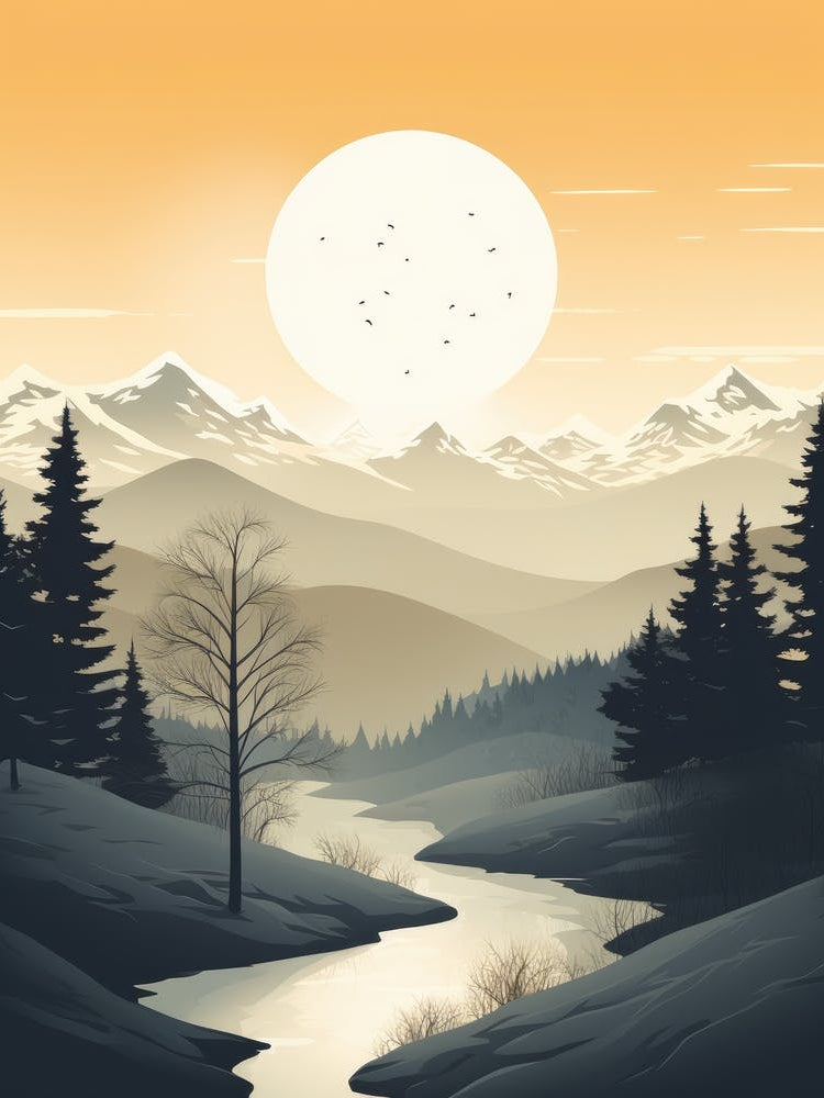 Landscape With Mountains And River 1