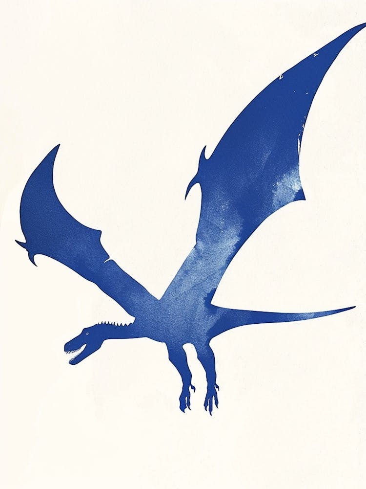 Blue Pterodactyl Dinosaur Silhouette 1