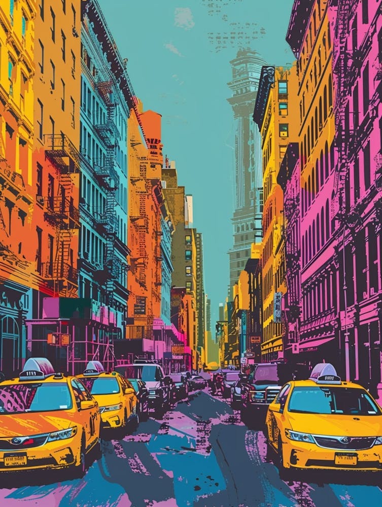Soho South Of Houston Street New York Colourful Silkscreen Illustration 1