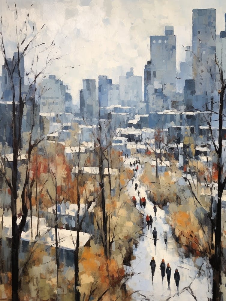 Winter City Park Painting High Line Park New York City 2