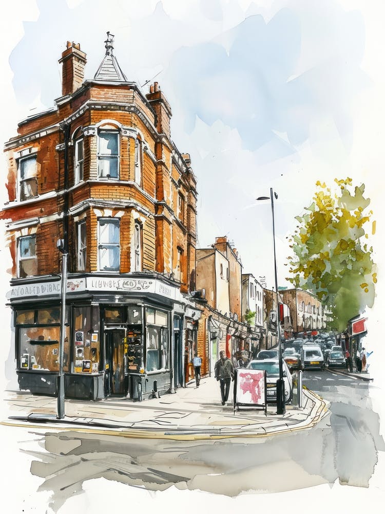 Hackney London Borough   Street Watercolour 2