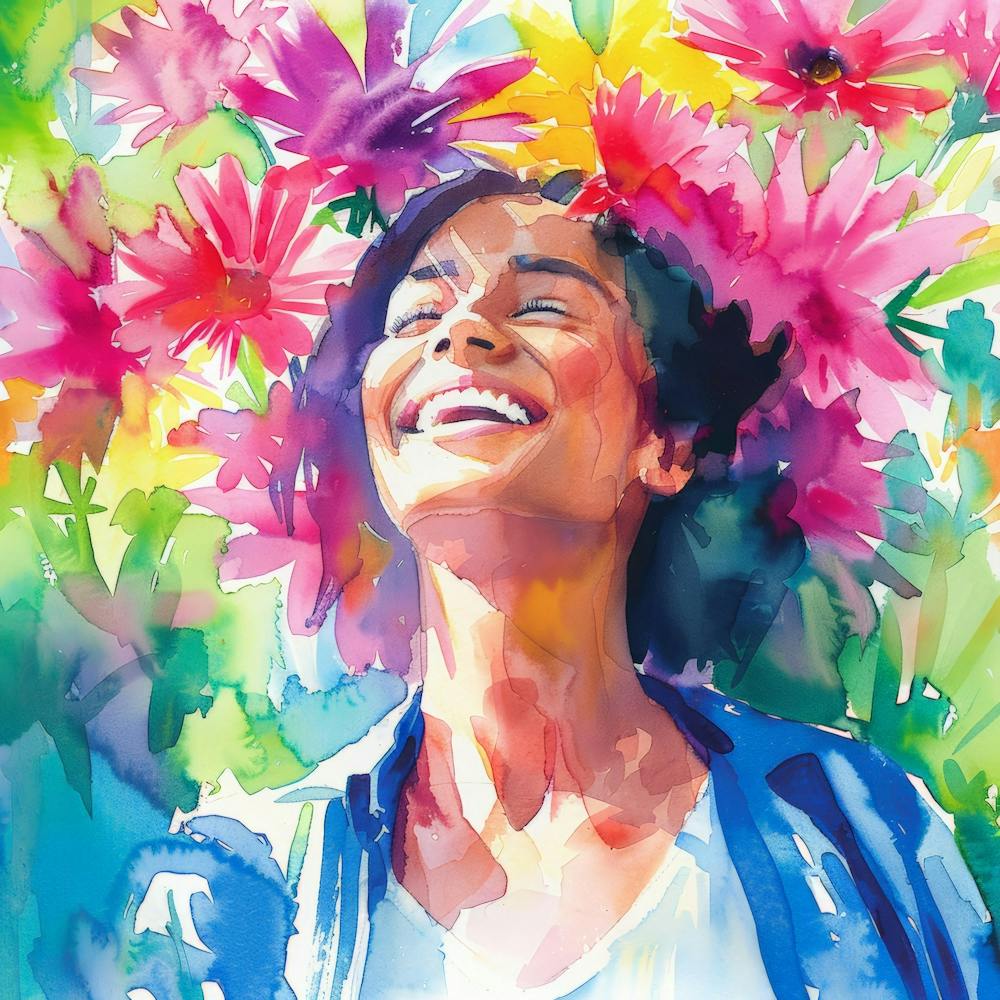 Happy Woman With Flowers