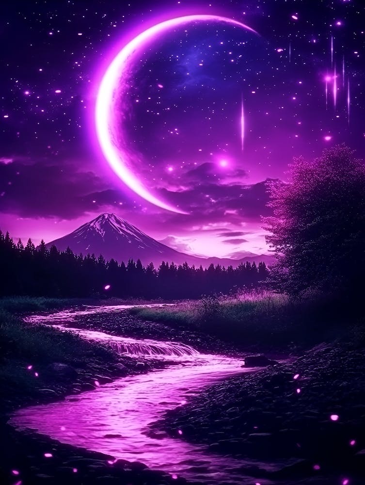 Purple Sky With Stars