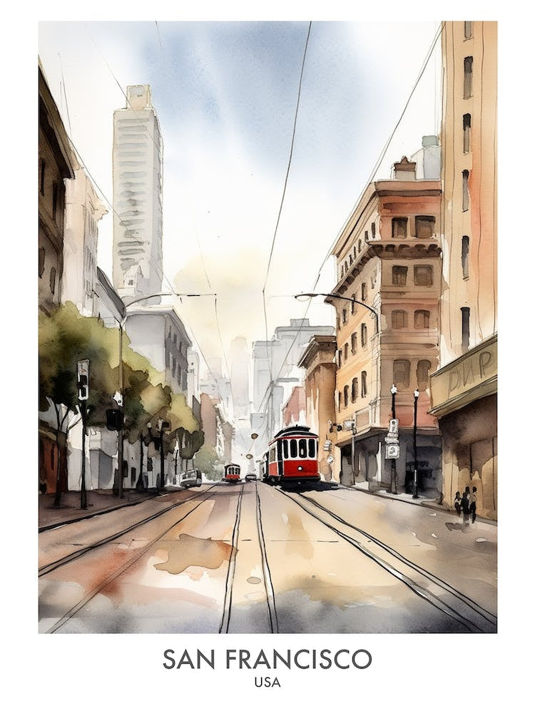 San Francisco Usa Watercolour Travel Poster 3