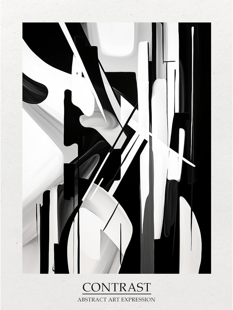 Contrast Abstract Black And White 8 Poster
