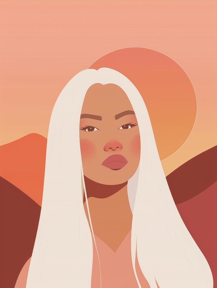 Portrait Of A Woman With White Hair