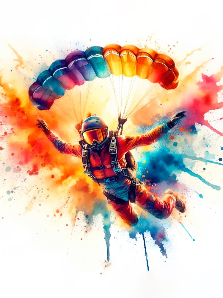 Fallschirm in Aquarell
