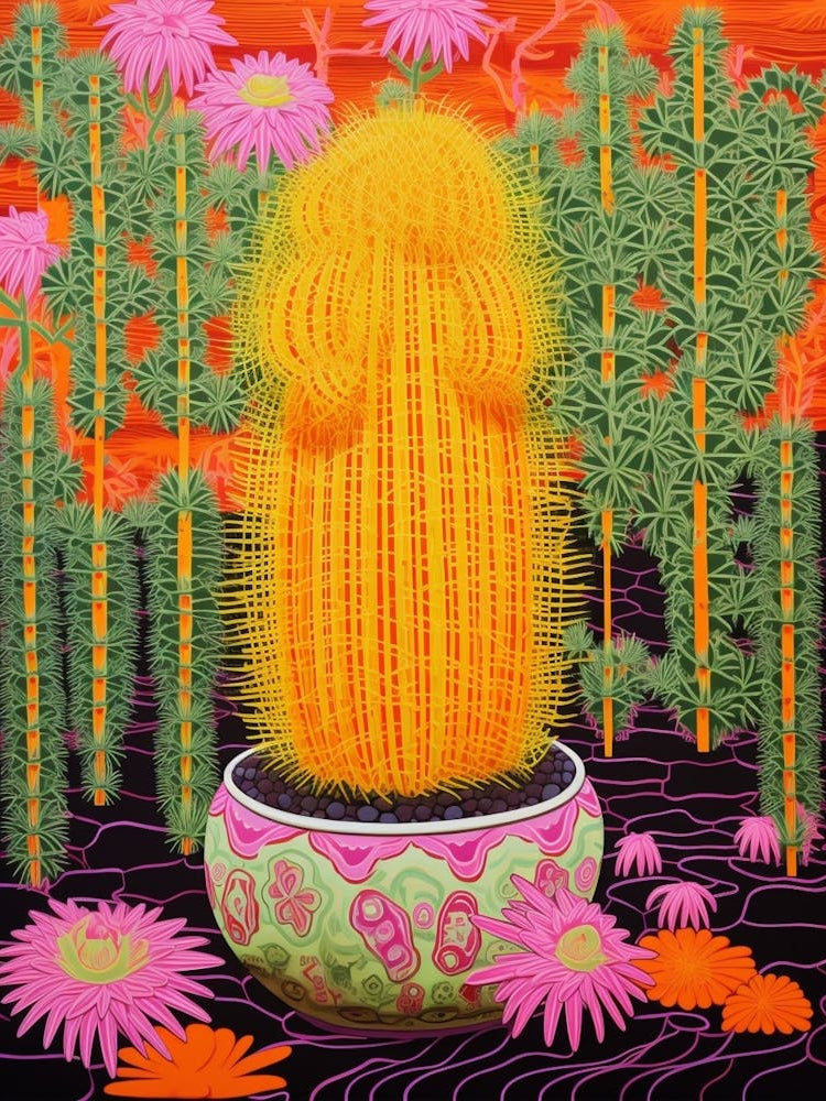 Mexican Style Cactus Illustration Barrel Cactus 3