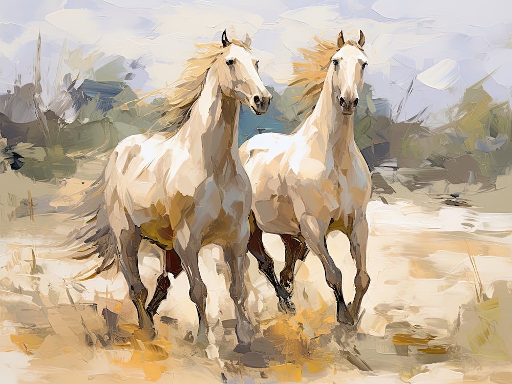 Horses Painting In Andalusia, Spain, Landscape 3