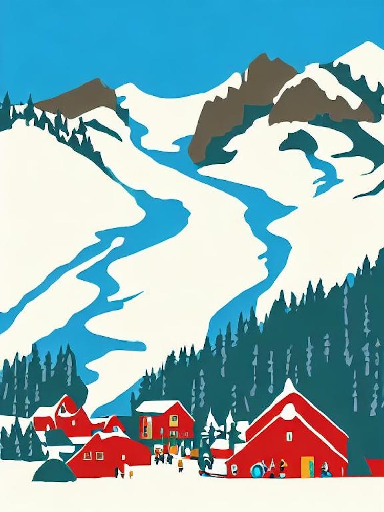 Snowshoe 2, Usa Midcentury Vintage Skiing Poster