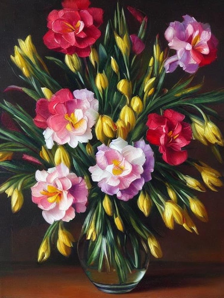Freesia Still Life Oil Painting Flower