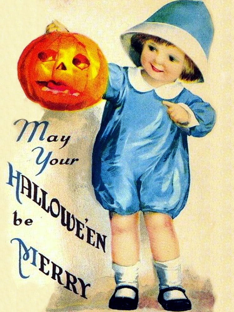 Little Boy With Pumpkin Wishes You A Happy Halloween