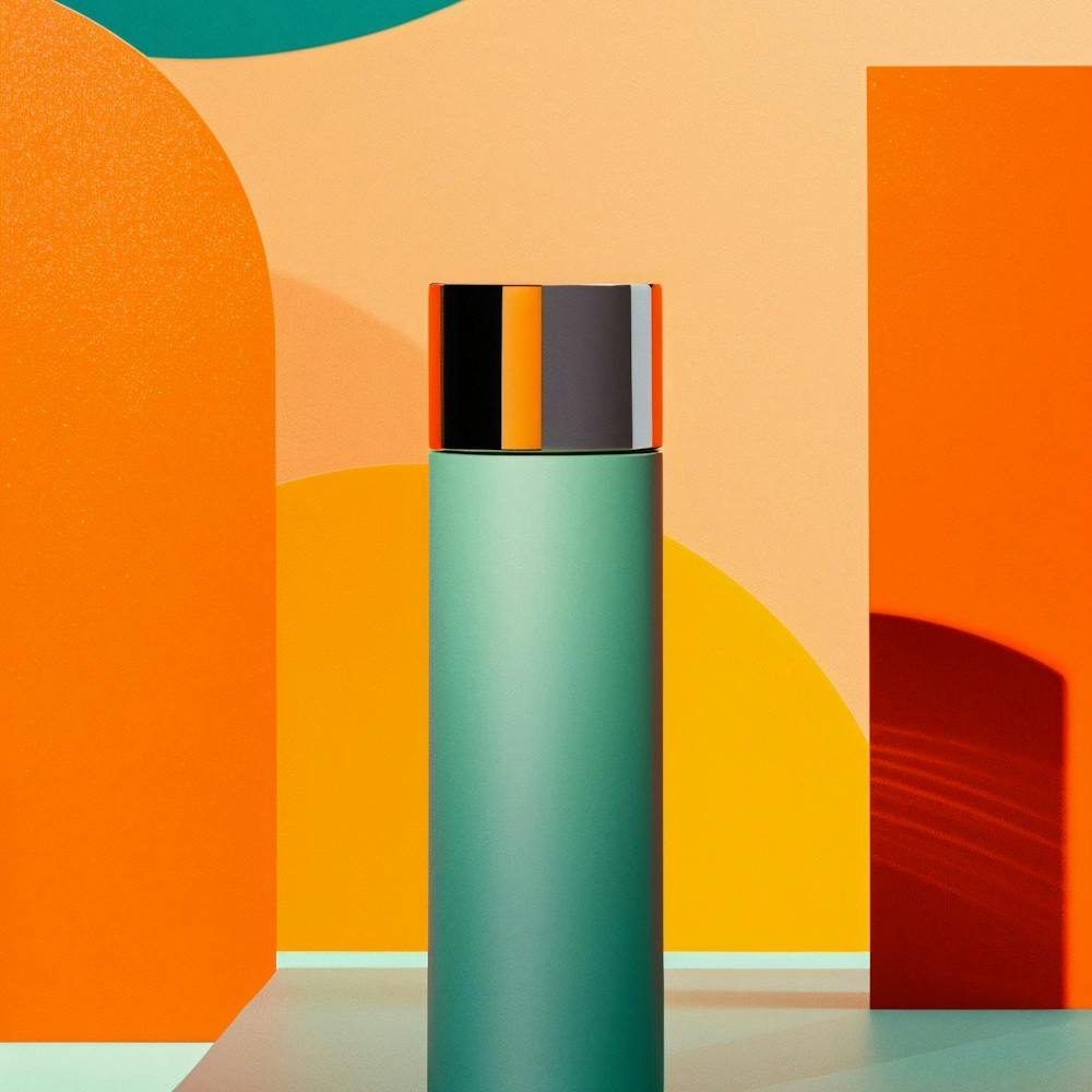 Green Bottle On A Colorful Background