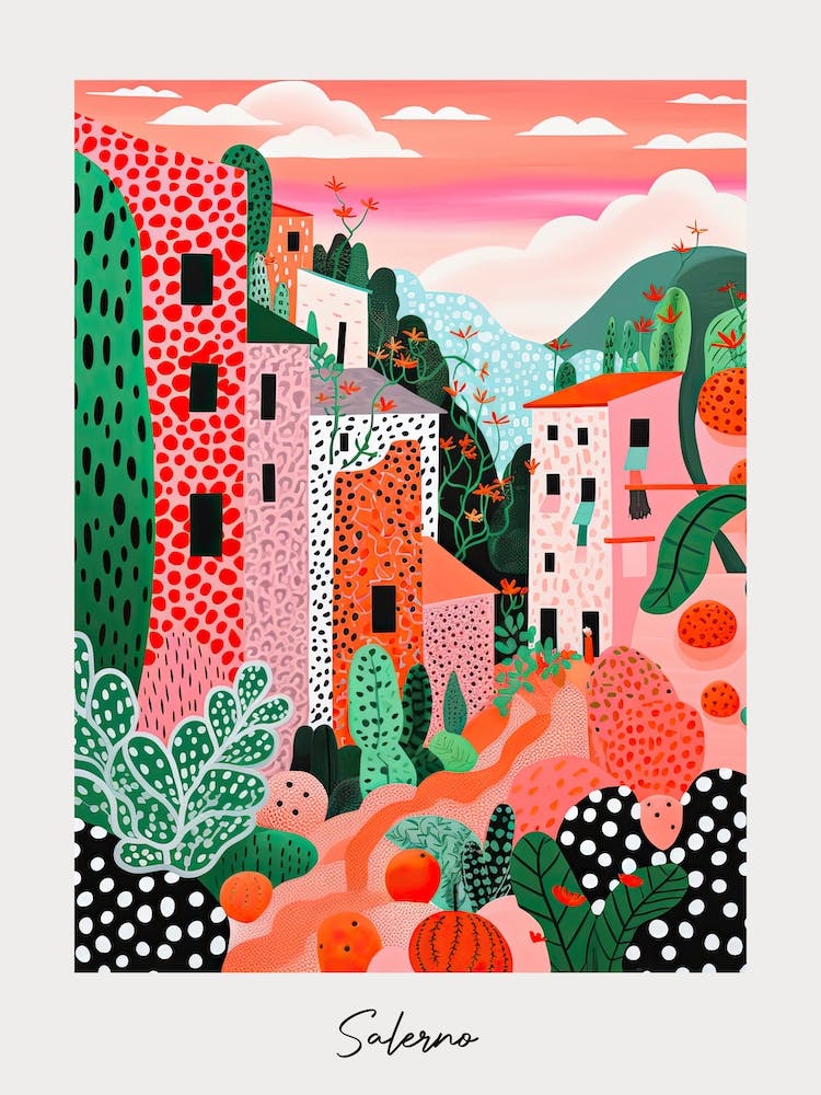 Poster Of Salerno, Italy, Illustration In The Style Of Pop Art 1