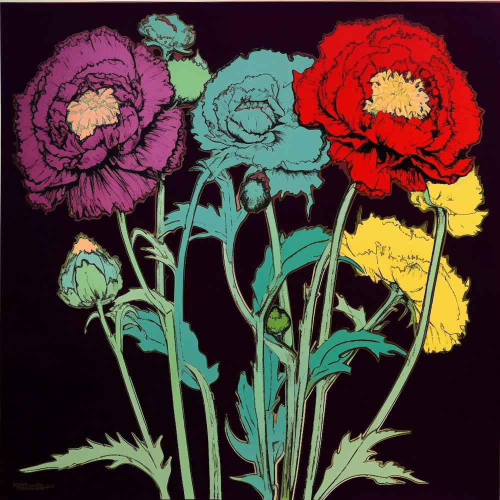 Scabiosa 4 Pop Art Illustration Square