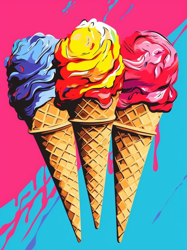Pop Art Colourful Ice Cream Cone 1