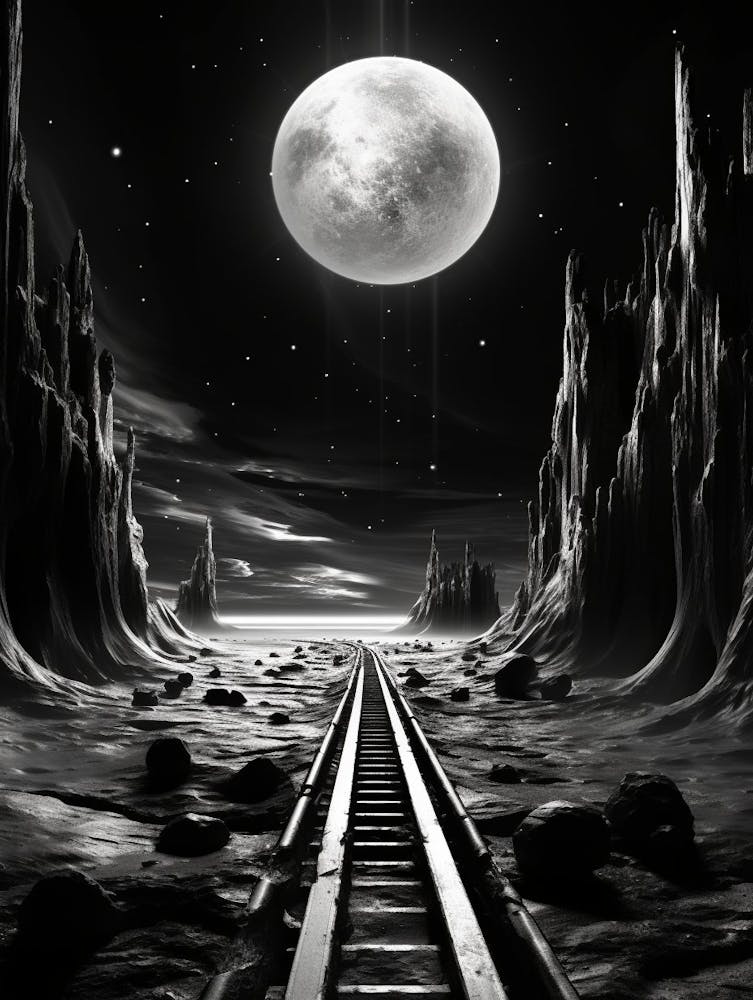Interstellar Voyage Abstract Black And White 1