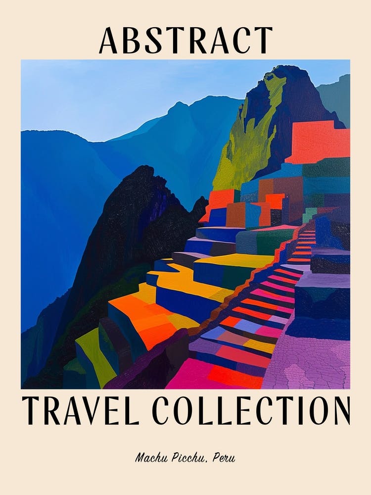 Abstract Travel Collection Poster Machu Picchu Peru 1