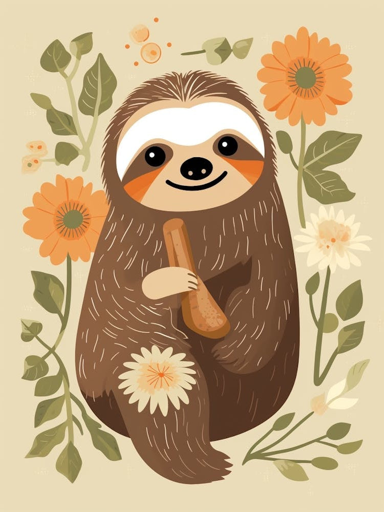 Baby Animal Illustration  Sloth 1