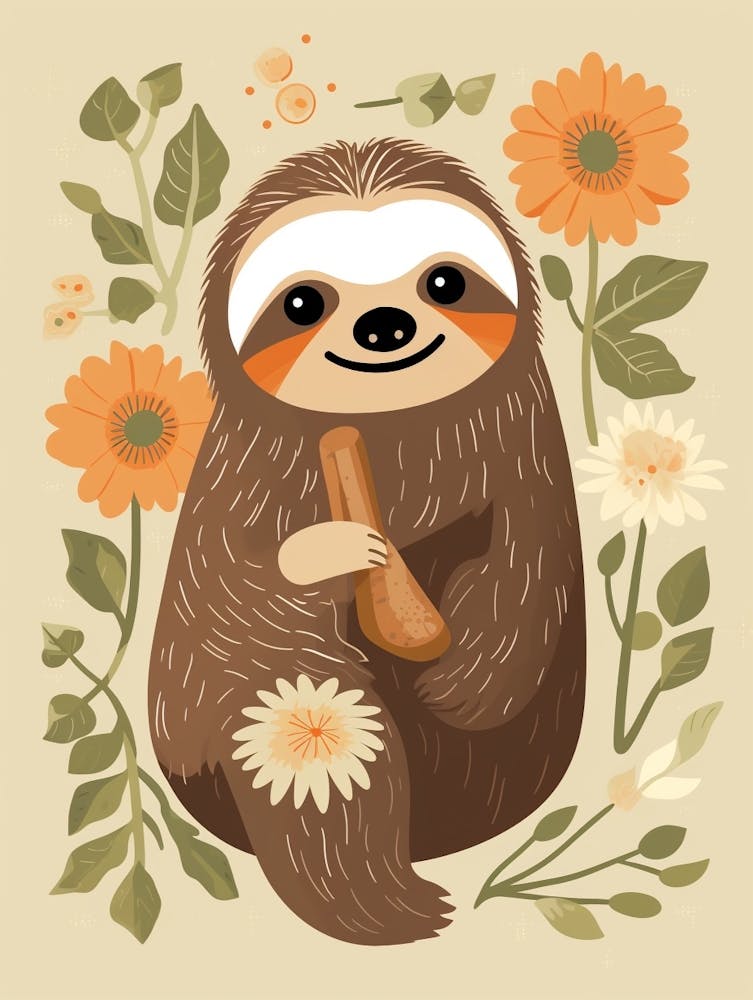 Baby Animal Illustration  Sloth 1