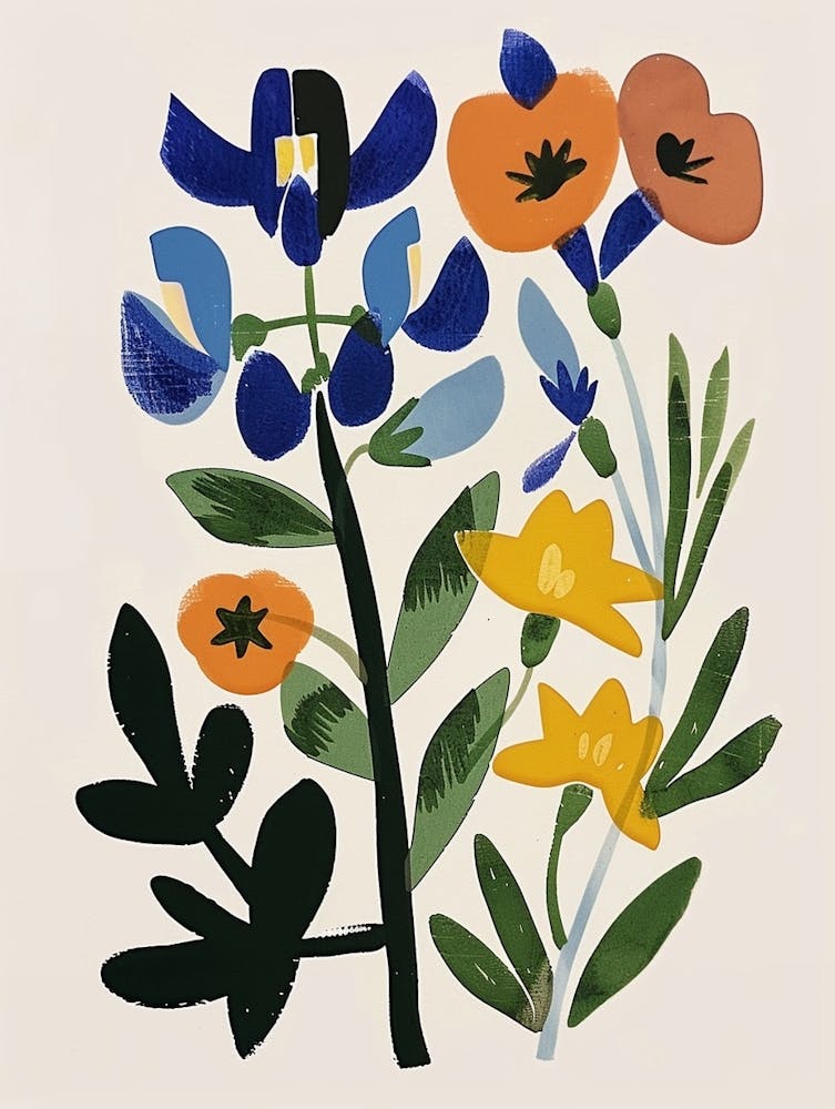 Gemalte Blumen Bluebonnet 1