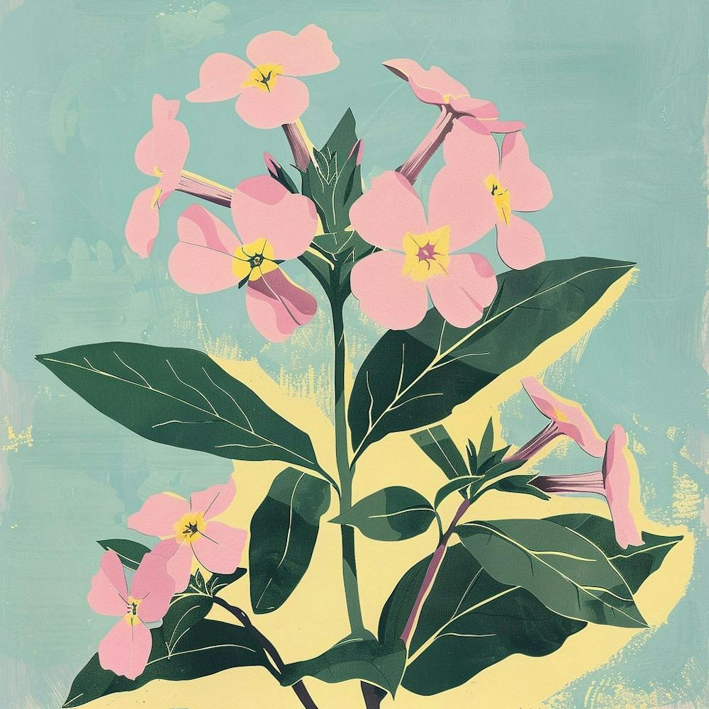 Phlox Square Flower Illustration