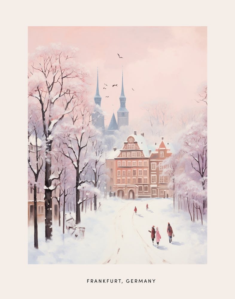 Dreamy Winter Painting Poster Frankfurt Germany 3