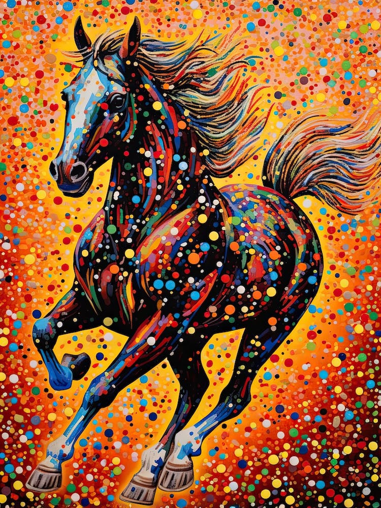 A Horse Painting In The Style Of Pointillism 1