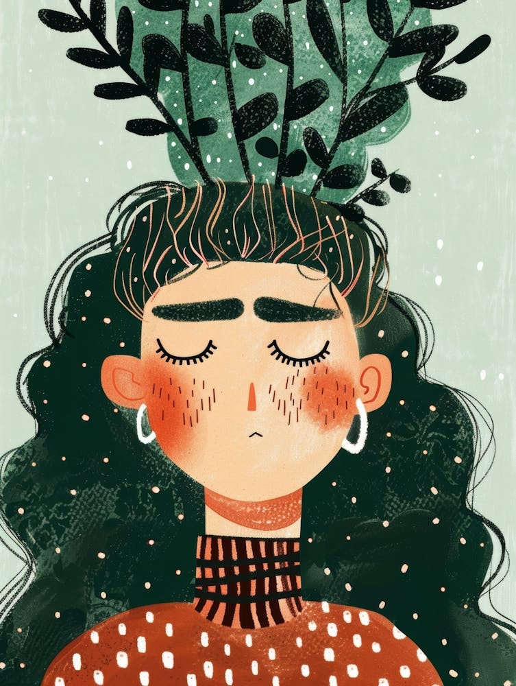 Girl With Leaves On Her Head 2