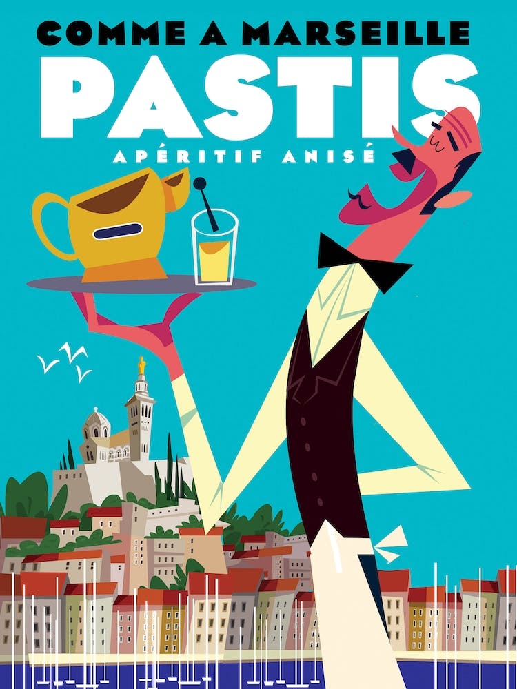 Marseille Pastis Poster Blue