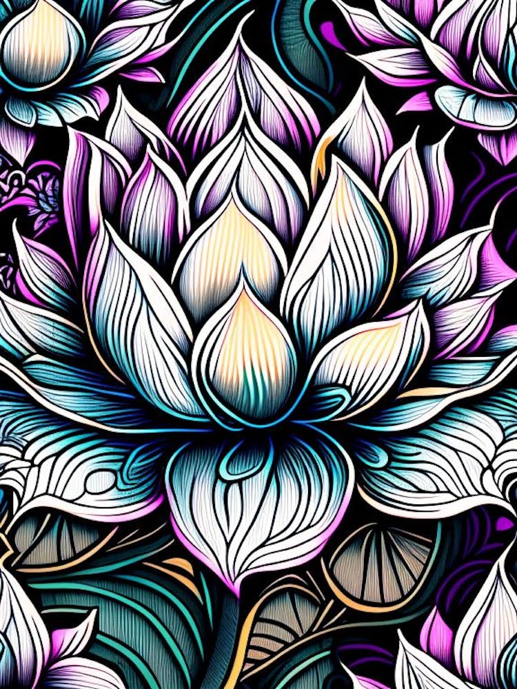 Lotus Flower Repeat Pattern Graffiti 4
