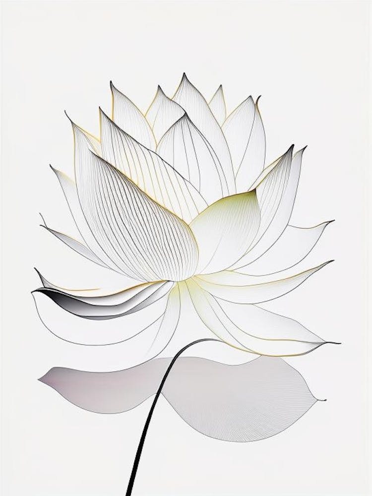 White Lotus Abstract Line Drawing 2