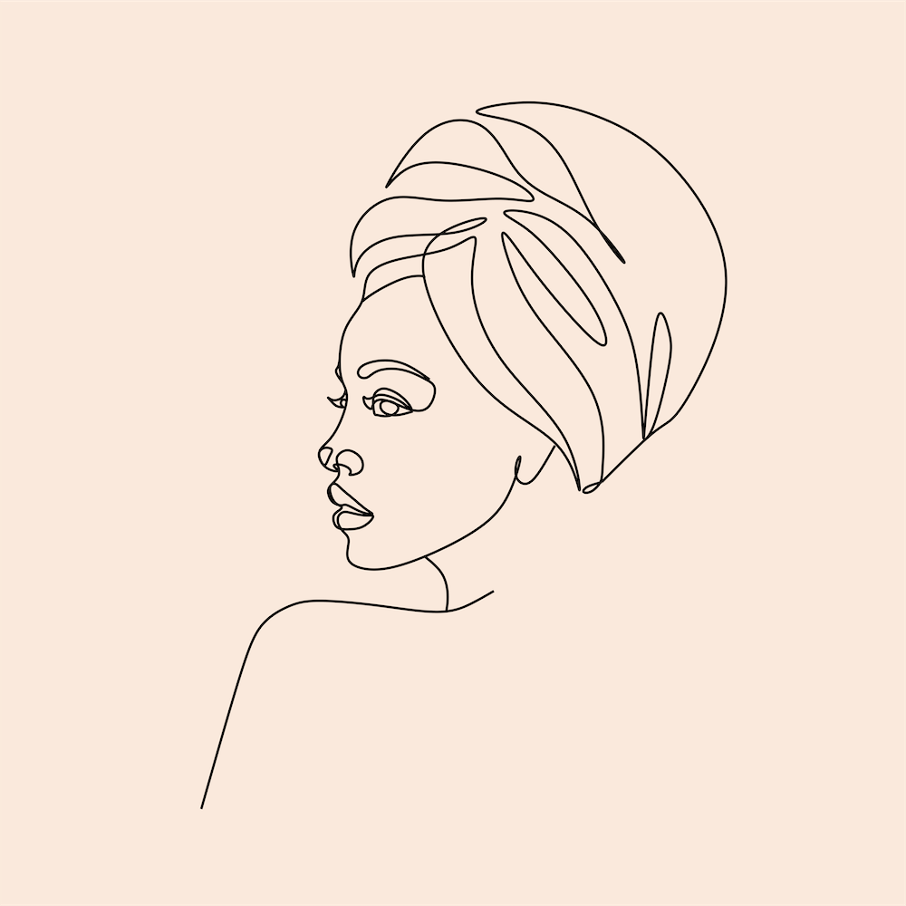 Woman In Towel Line Art
