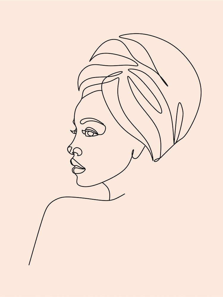 Woman In Towel Line Art