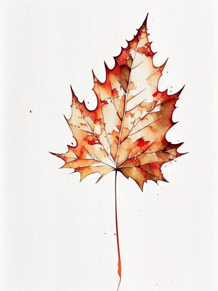 Sugar Maple Leaf Minimalist Watercolour 1