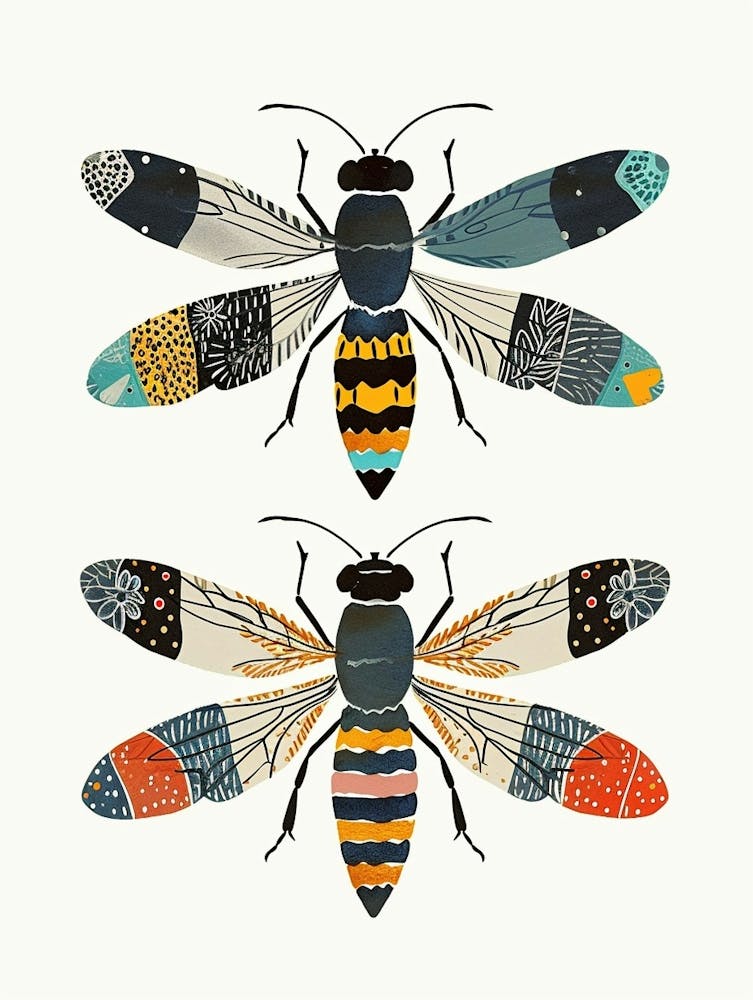 Colourful Insect Illustration Hornet 4