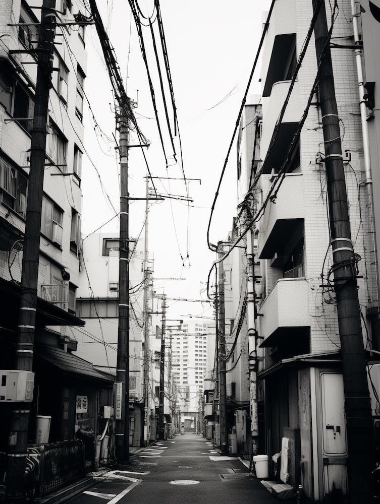 Osaka, Japan, Black And White Old Photo 1