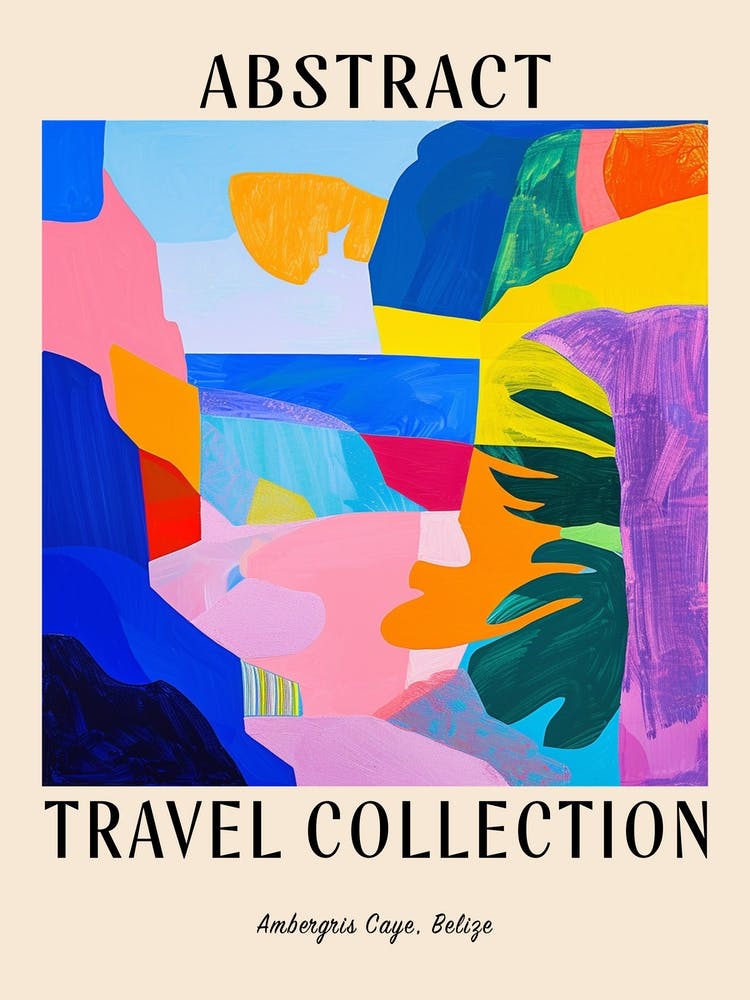 Abstract Travel Collection Poster Ambergris Caye Belize 1