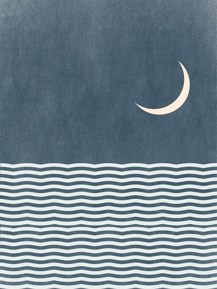 Crescent Moon Ocean Wave