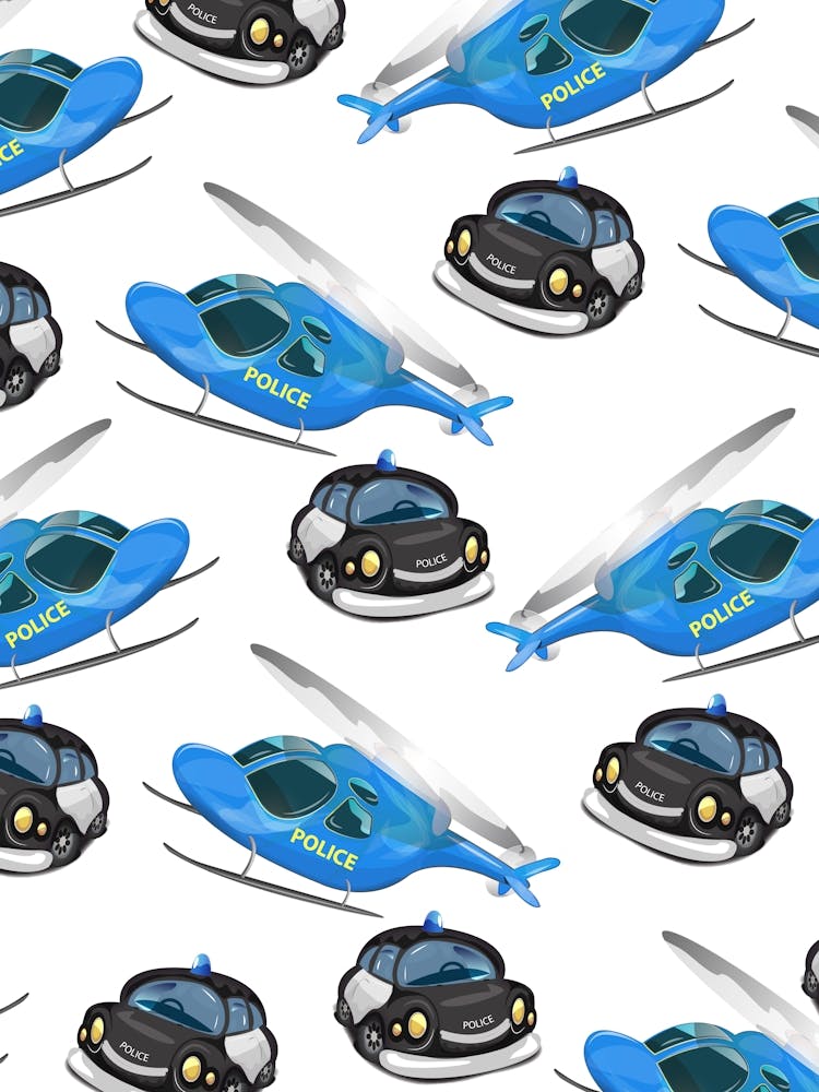Police Helicopters & cars pattern