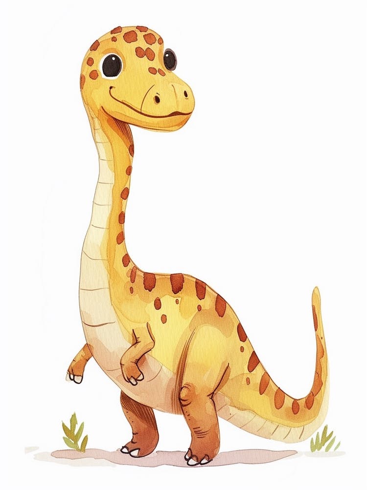 Cute Plateosaurus Dinosaur Watercolour