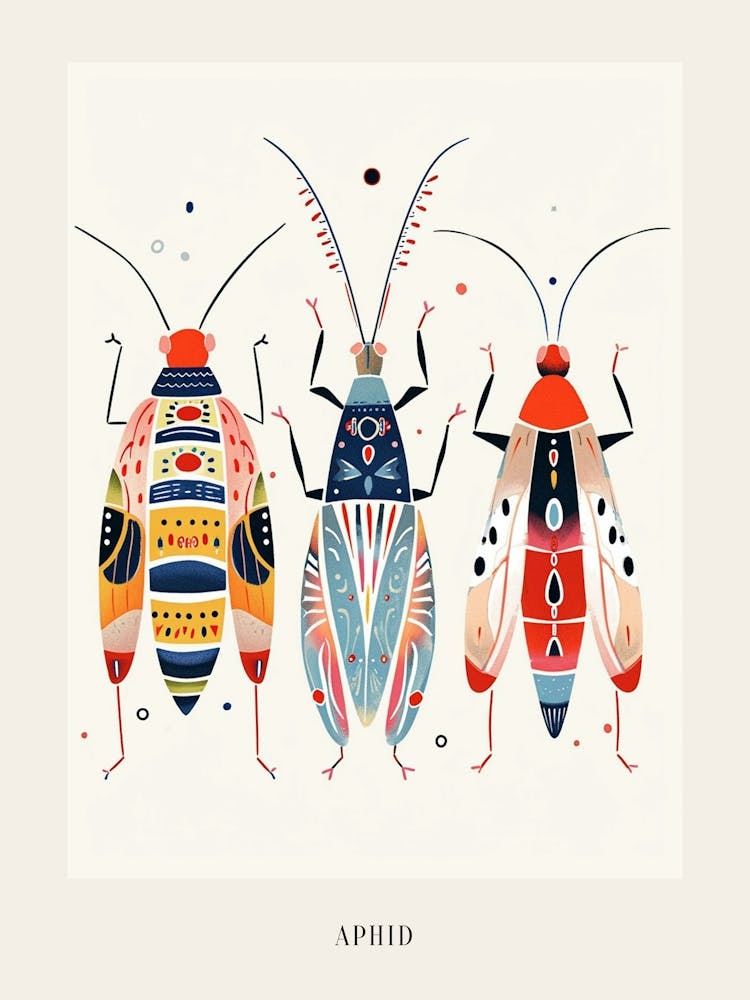 Colourful Insect Illustration Aphid 3 Poster