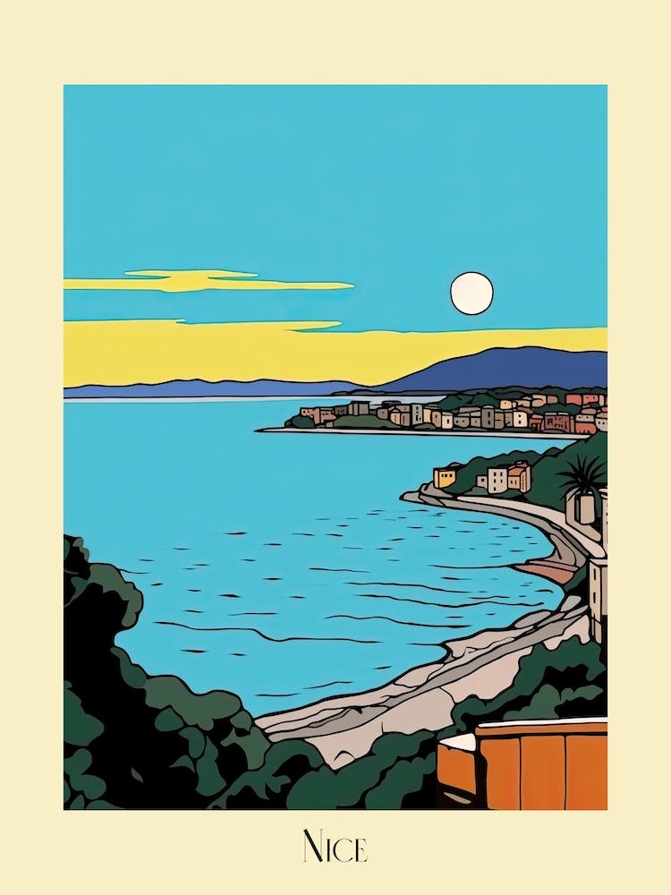 Poster von Nizza, Frankreich, im minimalistischen Designstil 3