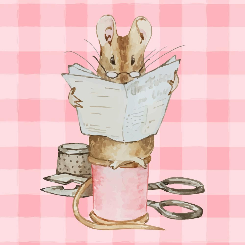 Mouse Reading A Book - Children's Nursery