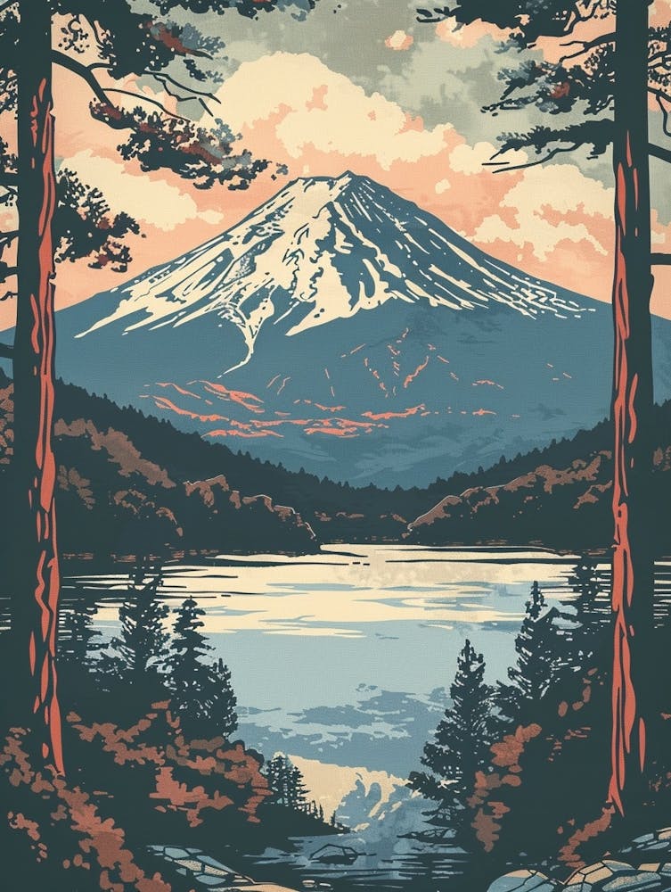 Berg Fuji Japan 9 Retro-Illustration