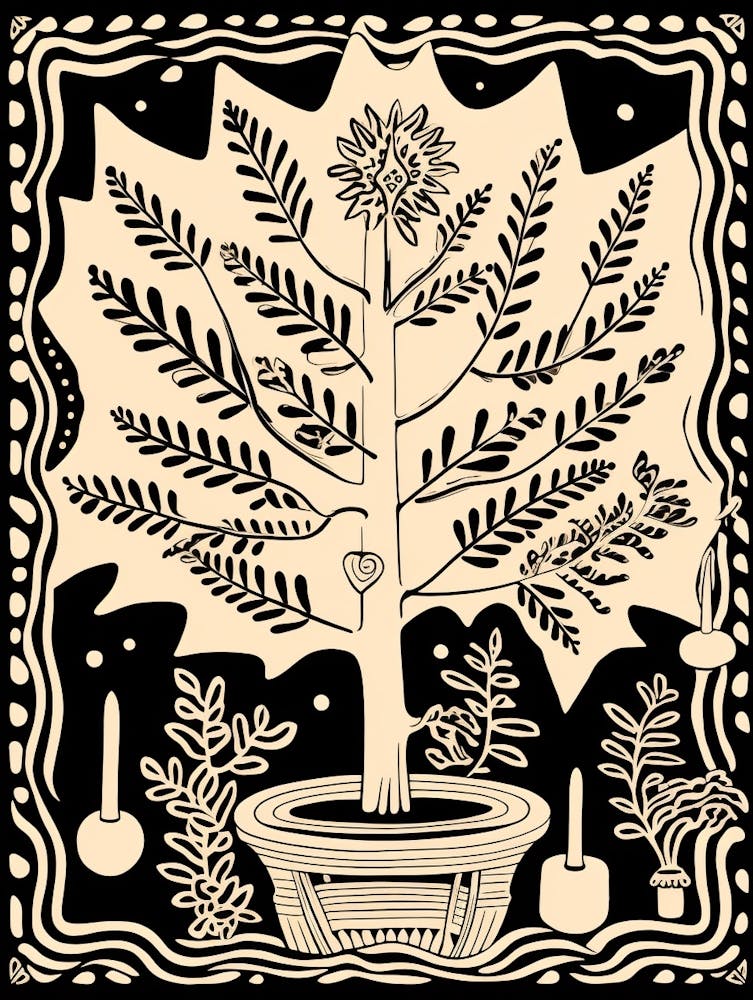 B&W Plant Illustration Zz Plant 17