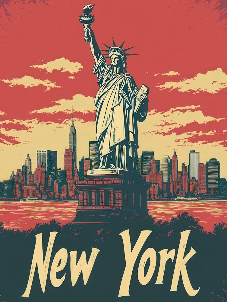 Aihrgdesign A Retro Travel Poster For New York Featuring The 4