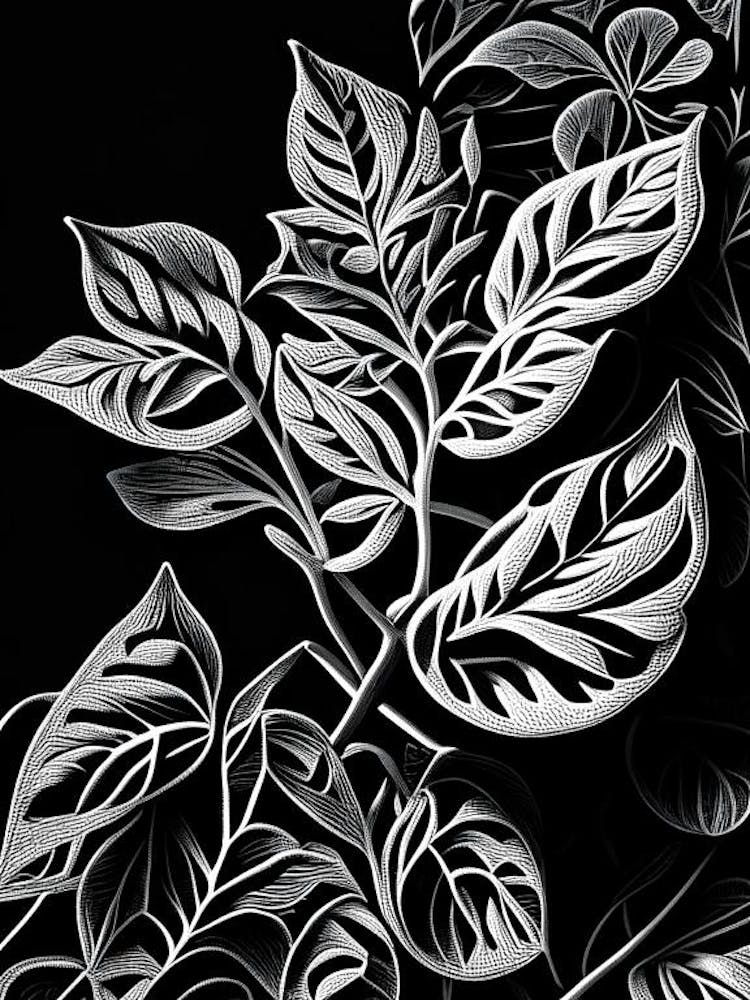 Marjoram Leaf Linocut 3